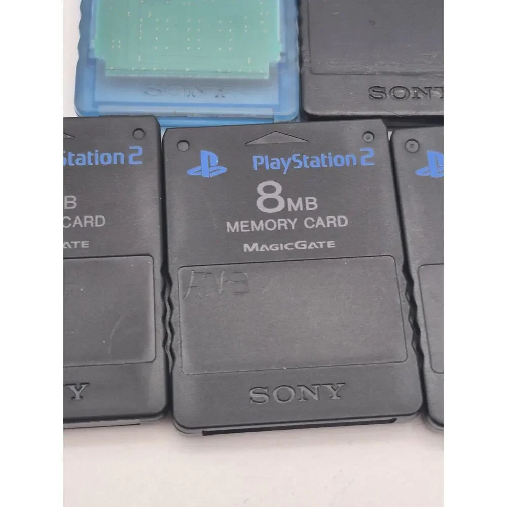 Lot of 5 PlayStation 2 8MB Memory Cards 4 Black 1 Blue SCPH-10020 Tested
